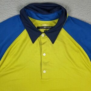 Greg Norman Blue Yellow Golf Casual Mens Short Sleeve Polo Shirt Size Large